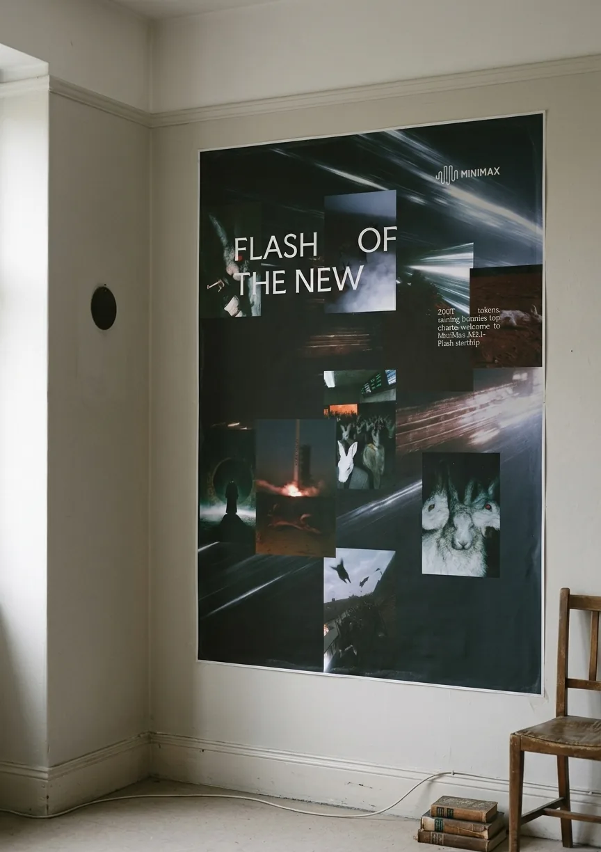 DeepSeek × Space Bunny print on a gallery wall