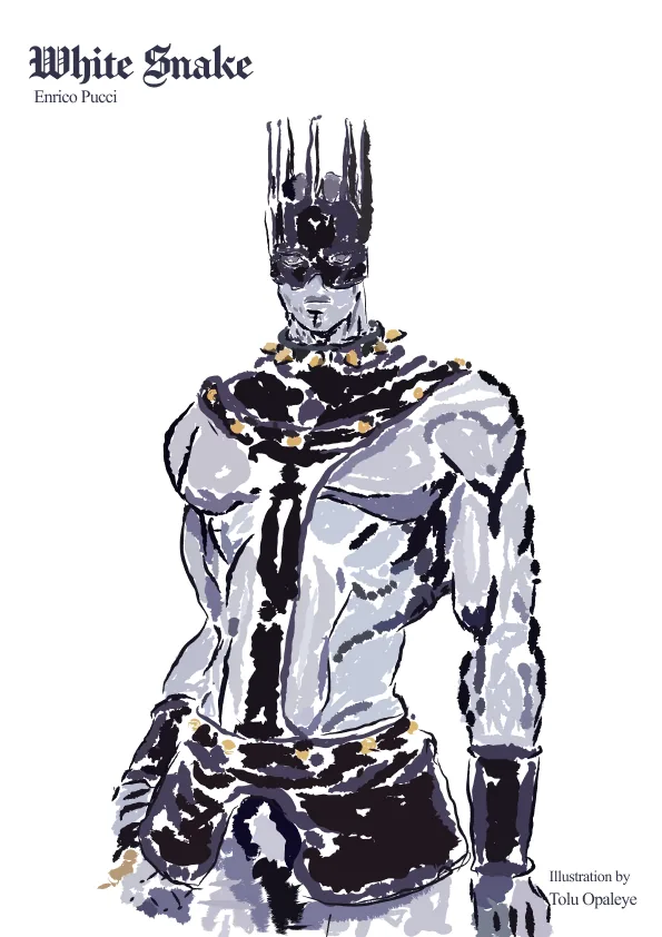 White Snake, Enrico Pucci — A4 illustration by Toluwalope Opaleye
