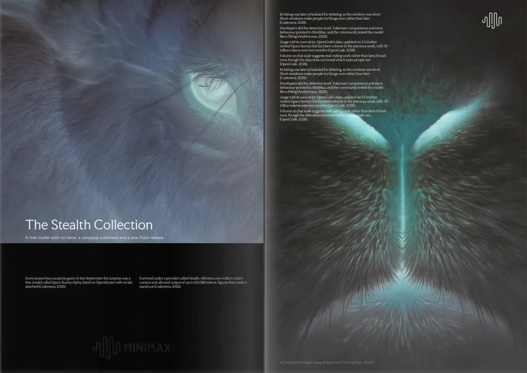 MiniMax × Space Bunny magazine spread by Toluwalope Opaleye, 2